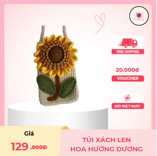 túi xách len hoa hướng dương